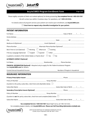 IncyteCARES Program Enrollment Form