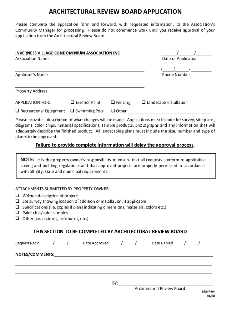 Fillable Online Architectural Review Board Application Pitman Estates Fax Email Print pdfFiller