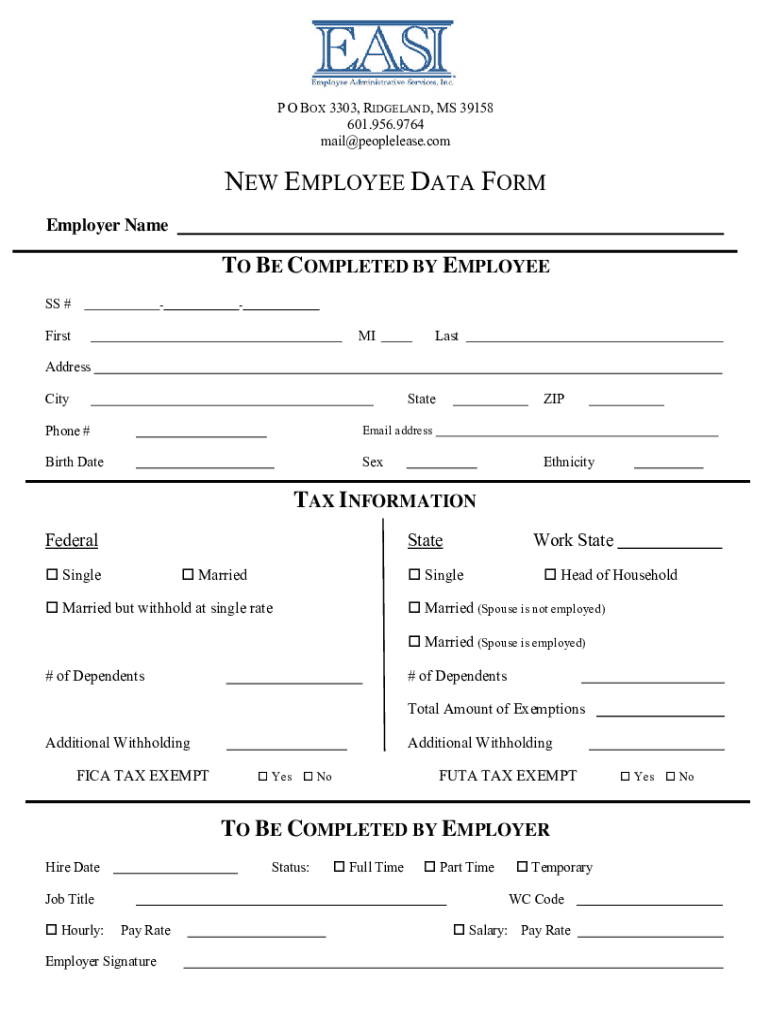 Fillable Online New Employee SetUp Form. New Employee SetUp Form Fax Email Print pdfFiller