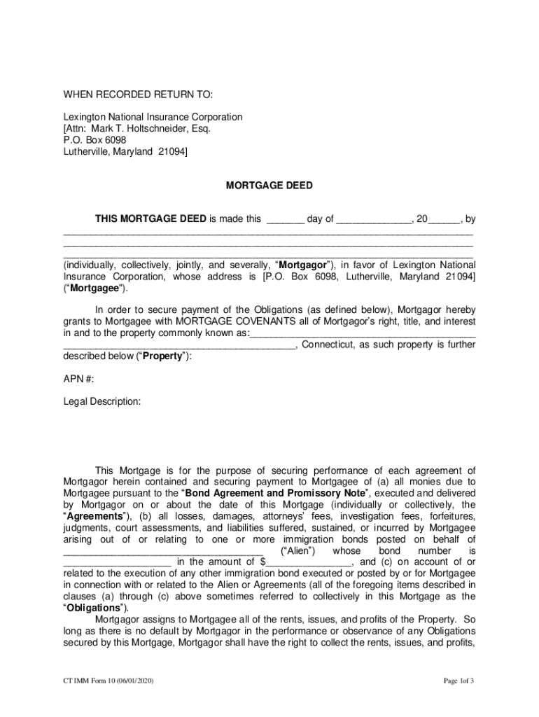 Fillable Online MORTGAGE DEED THIS MORTGAGE DEED Lexington National