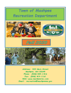 Fillable Online Town of Mashpee - Mashpee Recreation ...
