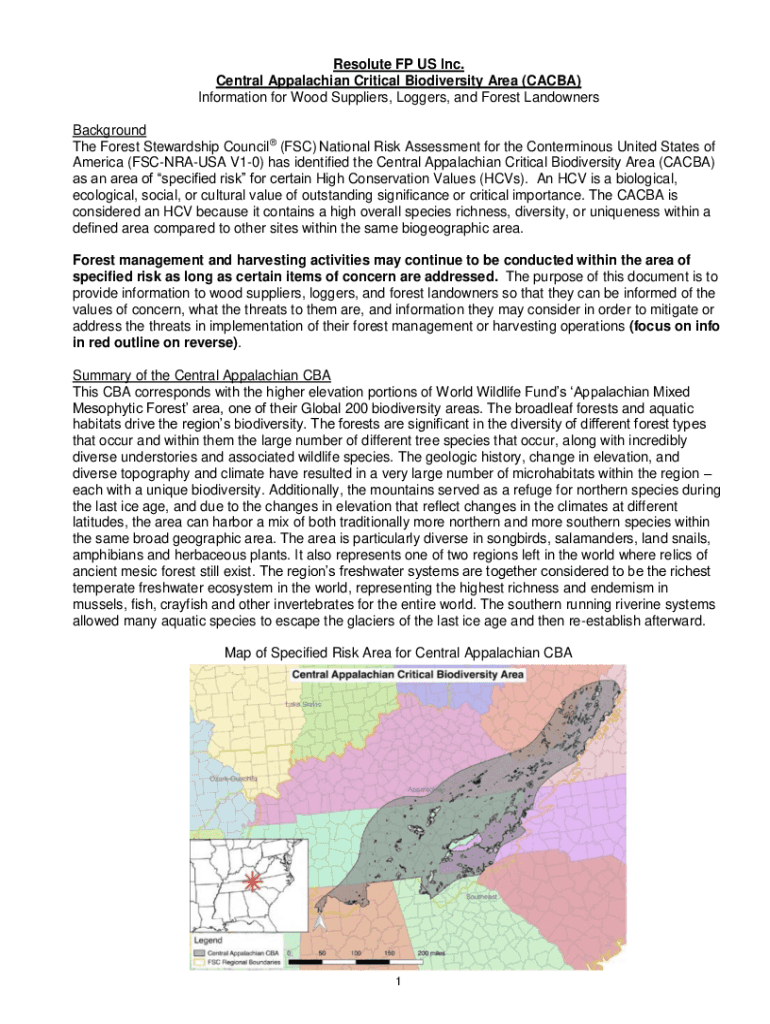 Fillable Online Resolute FP US Inc. Central Appalachian Critical