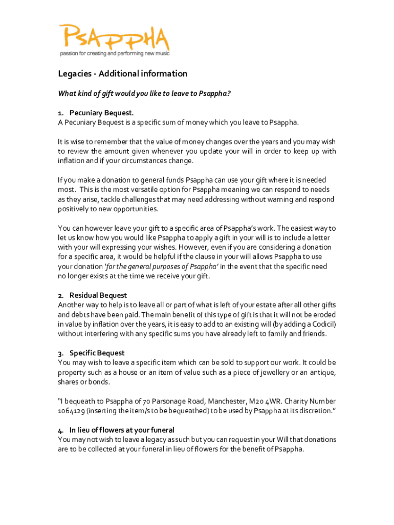 Fillable Online The 3 Types of Legacies Gifts In WillsDisinherited Fax