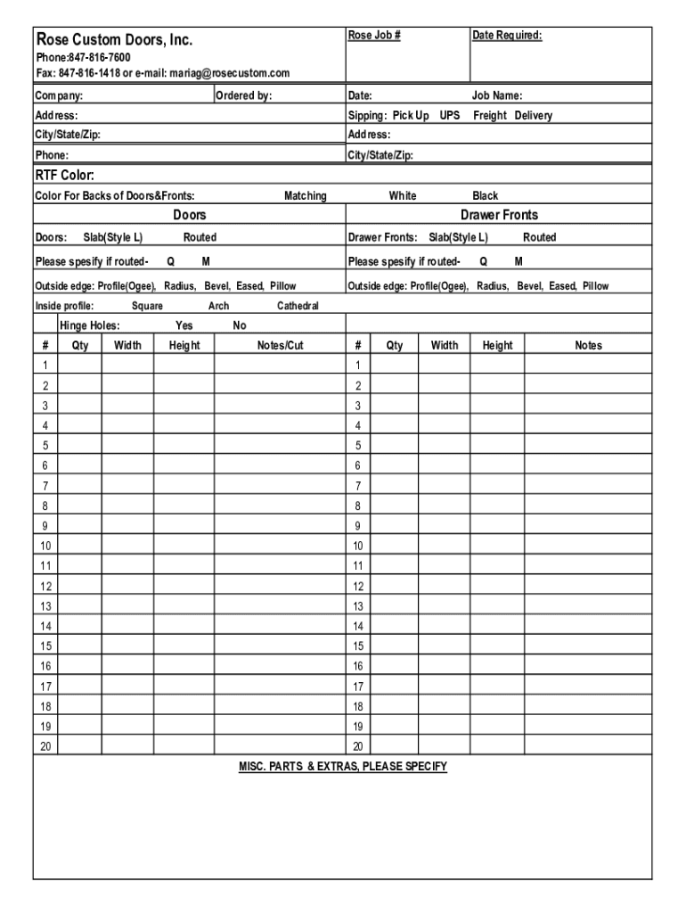 Fillable Online Entry Door Order Form Waudena Fax Email Print pdfFiller