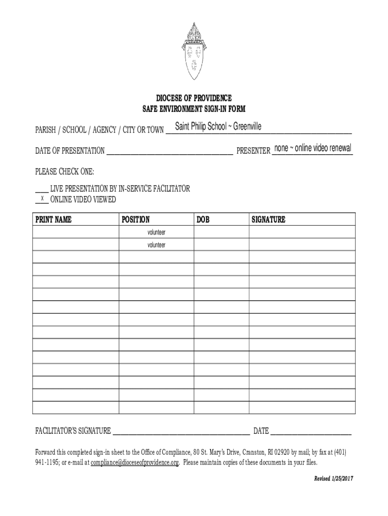 Fillable Online SAFE ENVIRONMENT SIGN-IN FORM Fax Email Print - pdfFiller