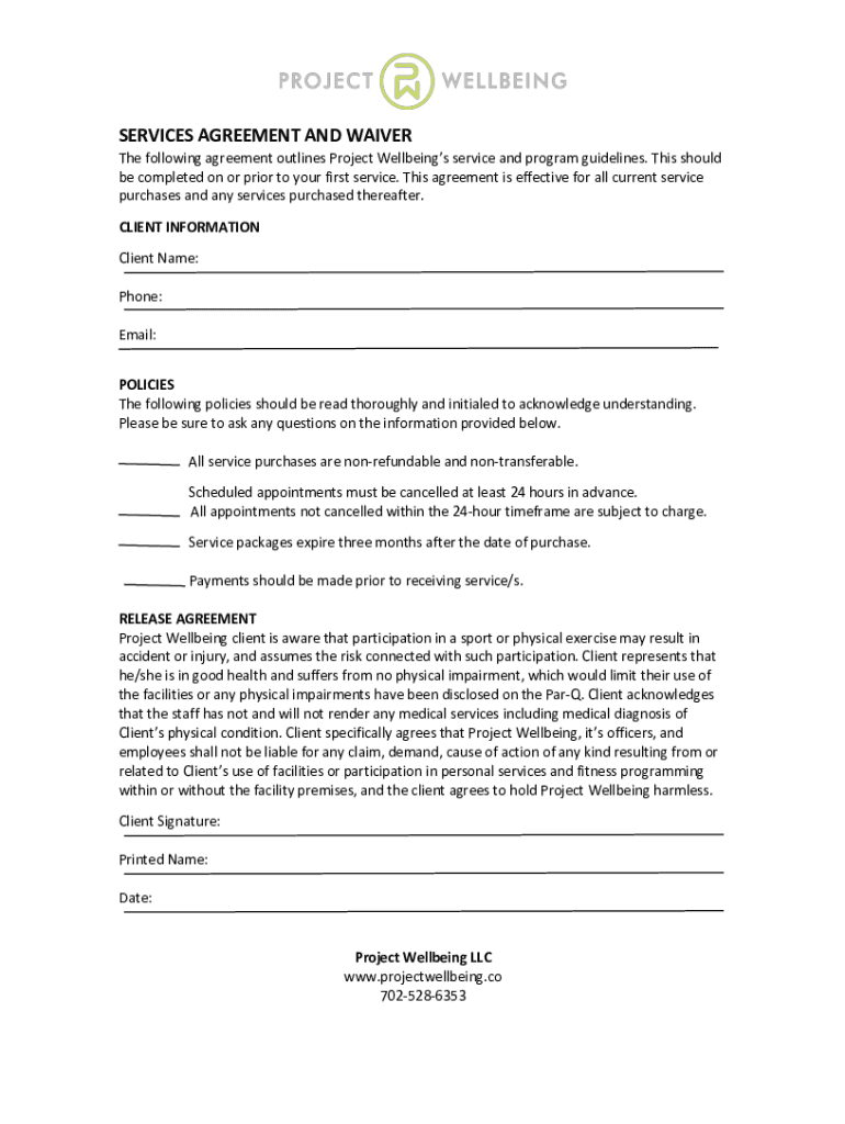 Fillable Online Free Service Agreement Free Legal Documents, Forms