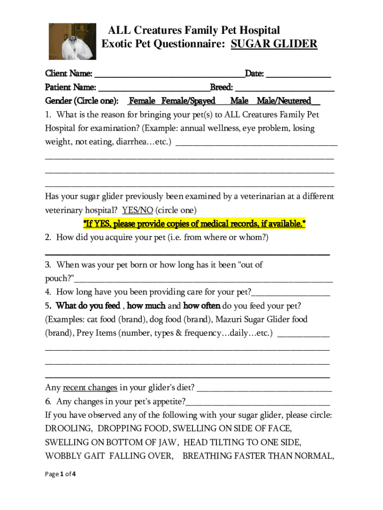Fillable online all creatures family pet hospital fax email print