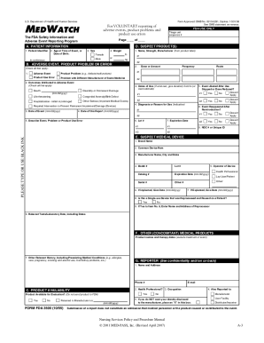 FDA Form 3500 Adverse Event Reporting