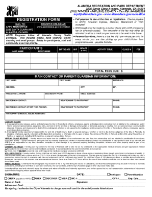 Fillable Online Alameda Recreation and Park Department - HomeFacebook ...