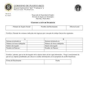 Puerto Rico Unemployment Income Certification Form