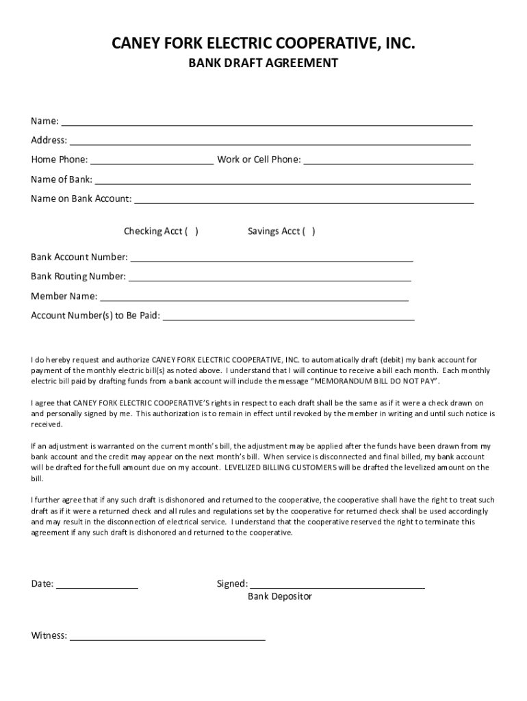 Fillable Online CANEY FORK ELECTRIC COOPERATIVE, INC. Fax Email Print