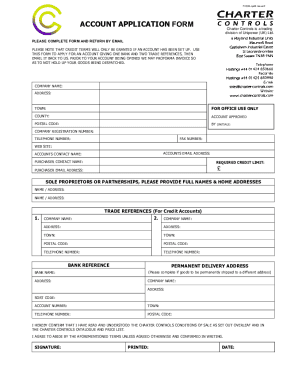 PLEASE COMPLETE FORM - Charter Controls