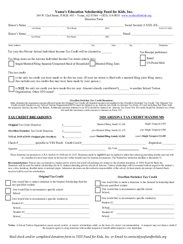 Yumas Education Scholarship Fund for Kids, Inc Preview on Page 1