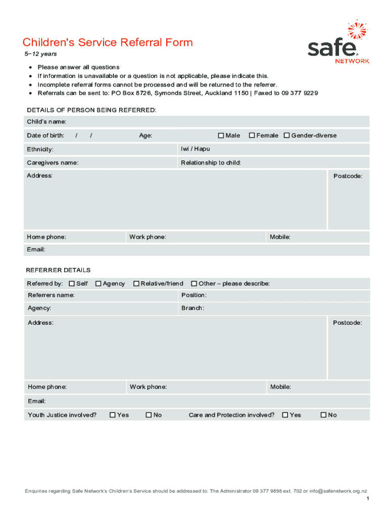 Fillable Online org Referral Forms ChildrensCalifornia