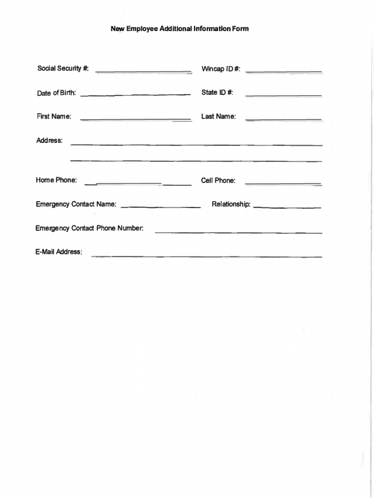 Fillable Online Personal Information and Emergency Contact