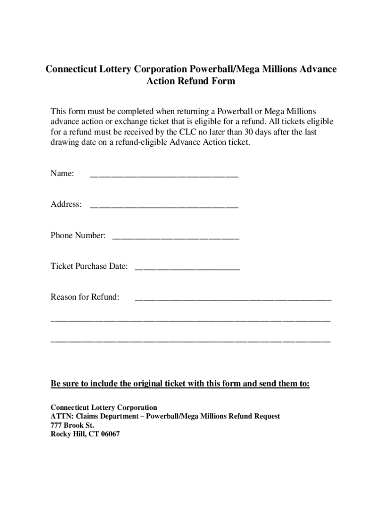 Fillable Online CT Lottery Official Web Site Winning Numbers Mega