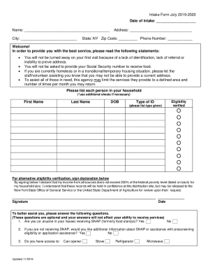 Intake Form July 2019-2020 Last Name, First Name Date of ...