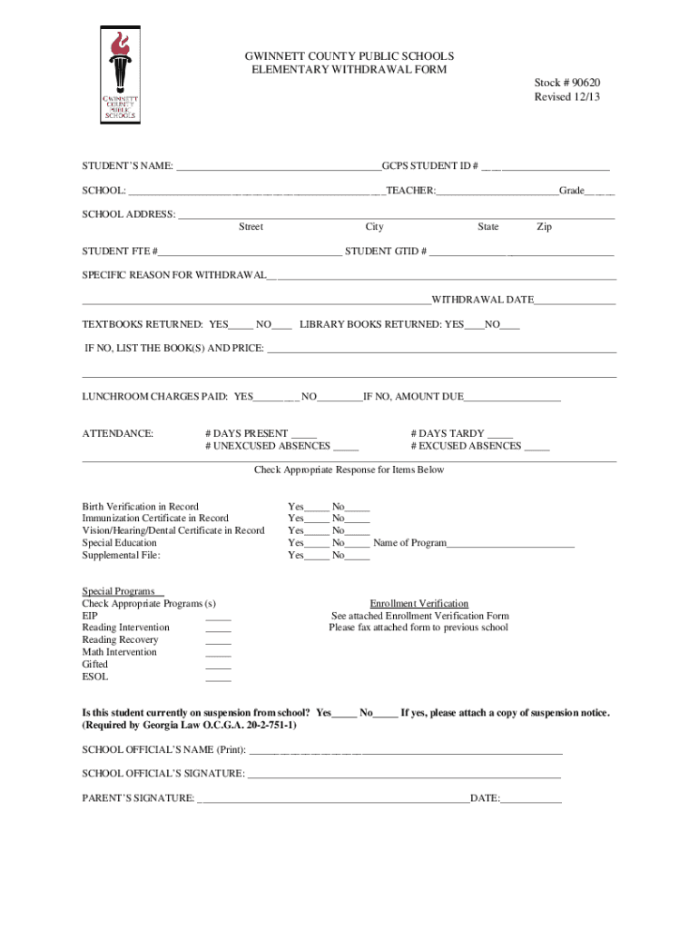 gwinnett county school withdrawal form Preview on Page 1