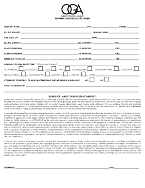 INFORMATION AND RELEASE FORM