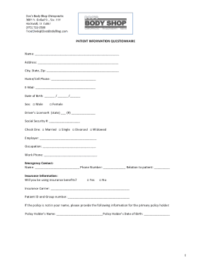 PATIENT EMPLOYMENT - Dr. Ruth Miller