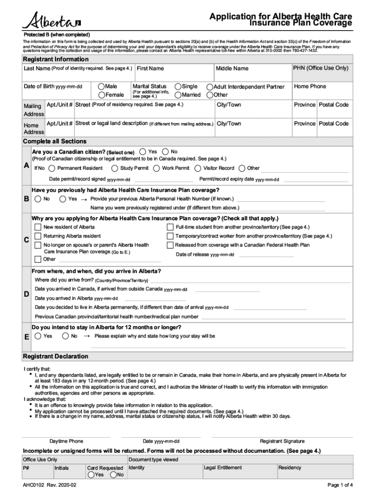 alberta health card application pdf Preview on Page 1