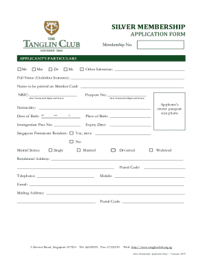 Silver Membership Application Form