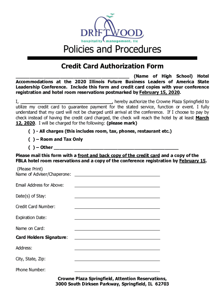Fillable Online Free Hotel Credit Card Authorization Forms - WordPDF ...