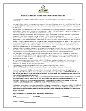 Fillable Online Action Paintball Waiver Form.docx Fax Email Print ...