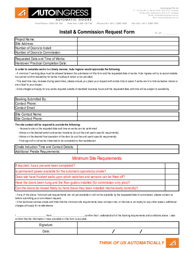 Fillable Online Auto Ingress Automatic Doors Brisbane, AustraliaAuto