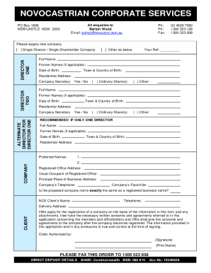 Fillable Online NCS Company Order Form.doc Fax Email Print - pdfFiller