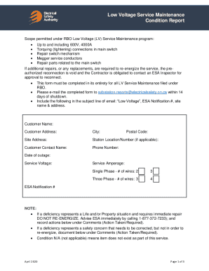 Low Voltage Maintenance Condition Report