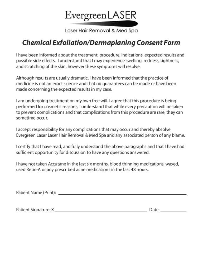 Fillable Online DERMAPLANING CONSENT FORM Associated Skin Care