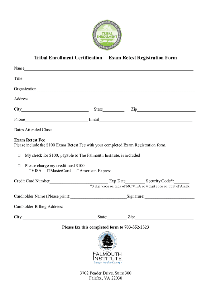 Fillable Online Tribal Enrollment Certification Exam Retest
