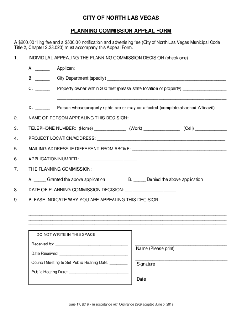 Fillable Online Planning And Zoning North Las Vegas, NevadaPermit