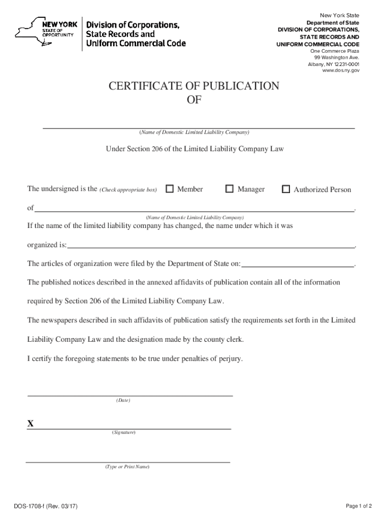 PDF CERTIFICATE OF PUBLICATION OF - New York State Department Preview on Page 1