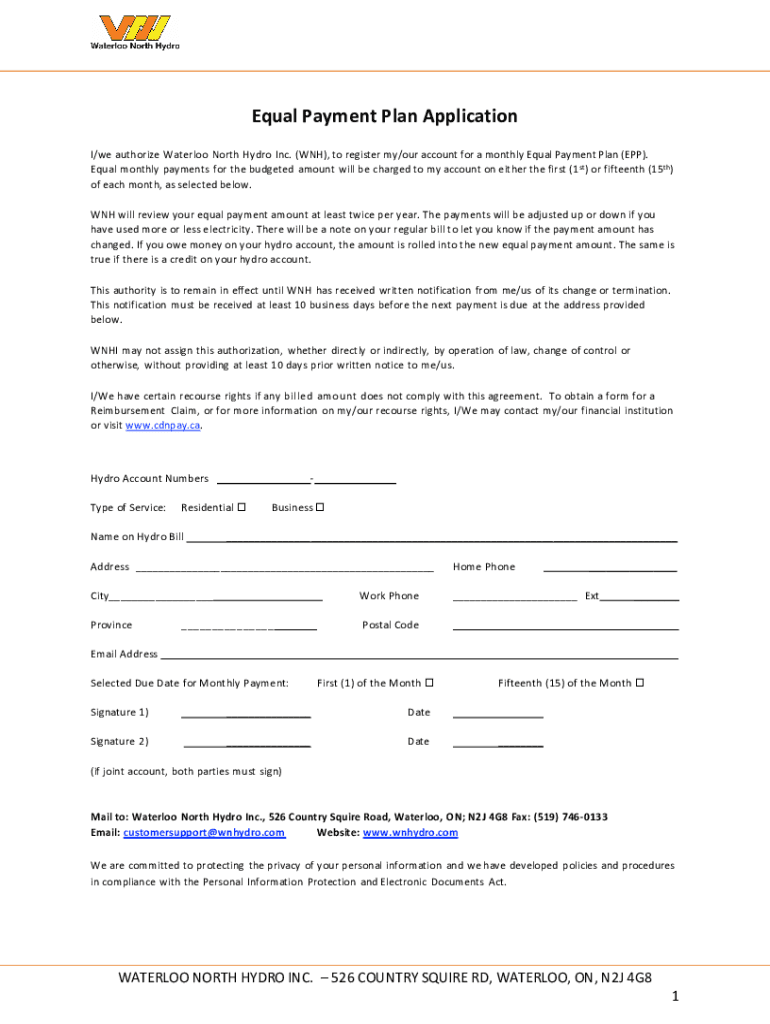 fillable-online-equal-payment-plan-application-waterloo-north-hydro
