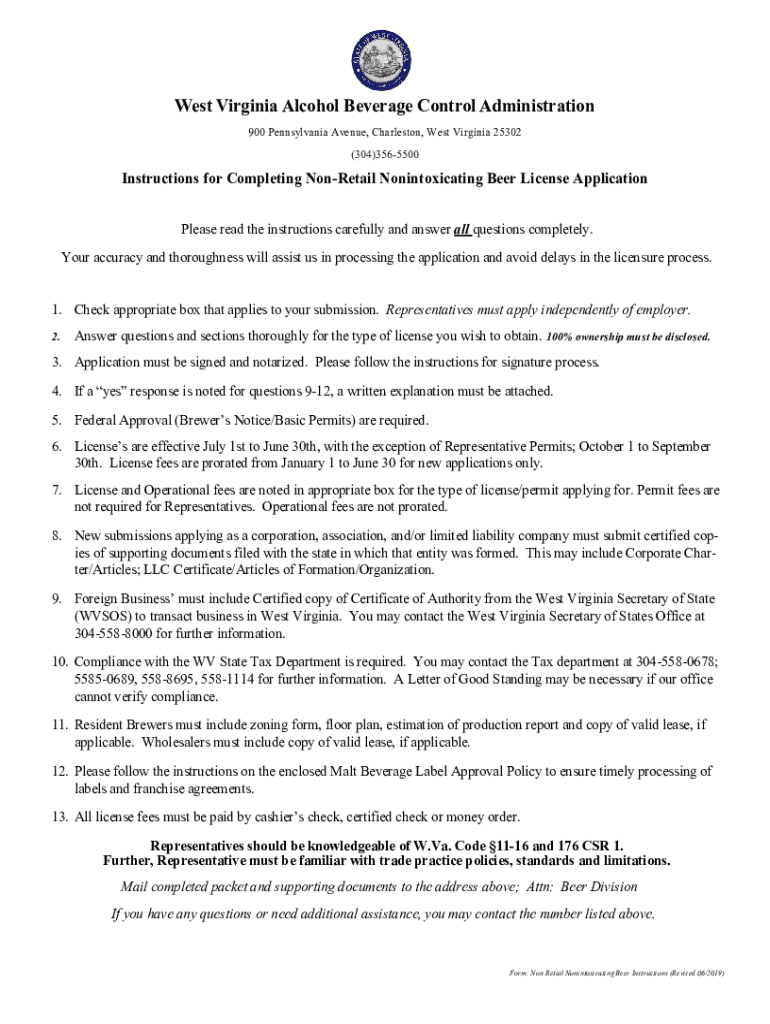 Fillable Online abca wv abca wv ethyl alcohol virginia license form