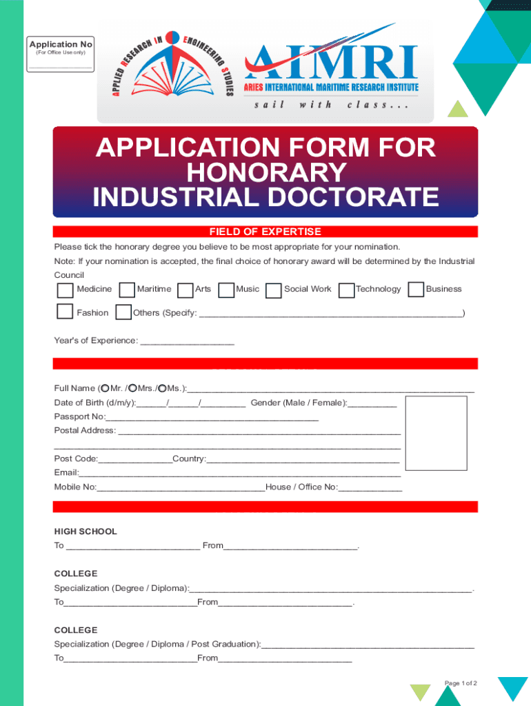Fillable Online Honorary Doctorate Application Form - Honorary Awards ...