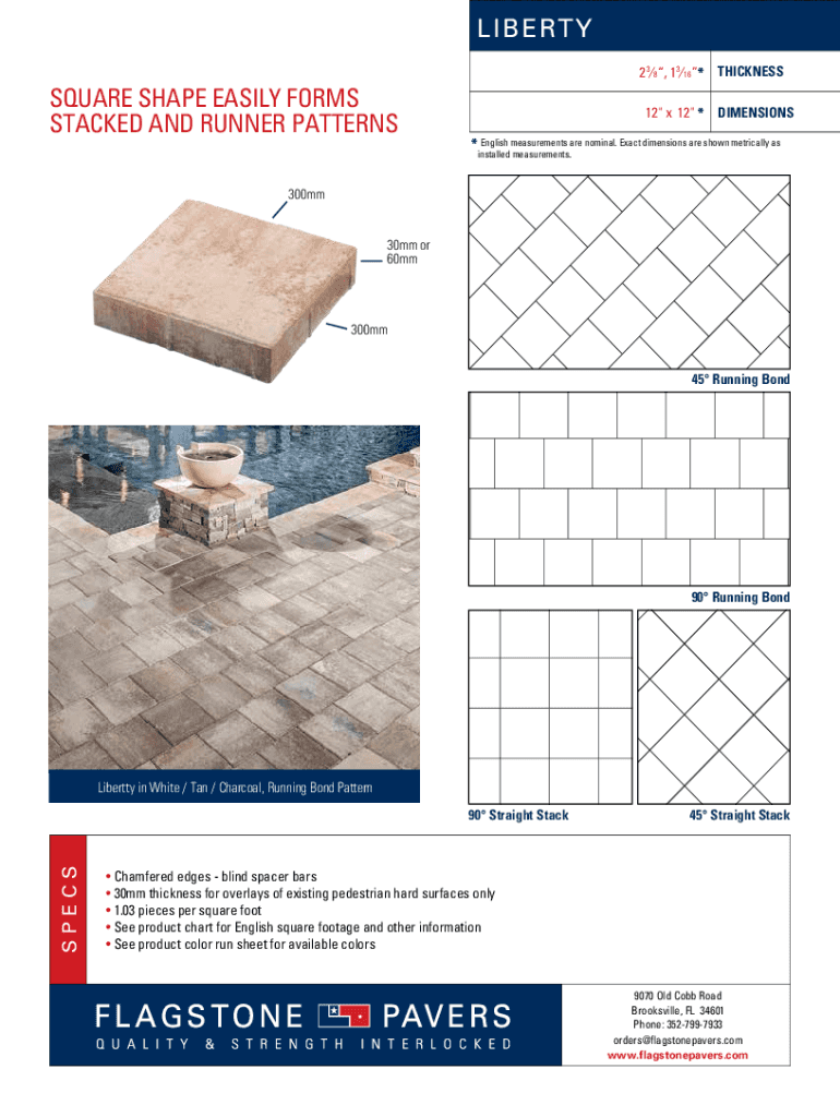 Fillable Online LIBERTY SQUARE SHAPE EASILY FORMS Flagstone