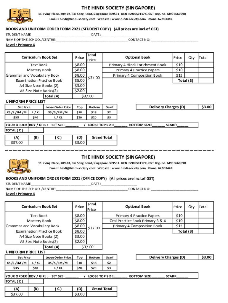 Fillable Online The Hindi Society Singapore Opening Hours Address
