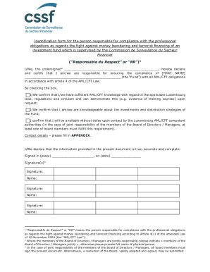 Fillable Online Identification form of the responsible for compliance ...