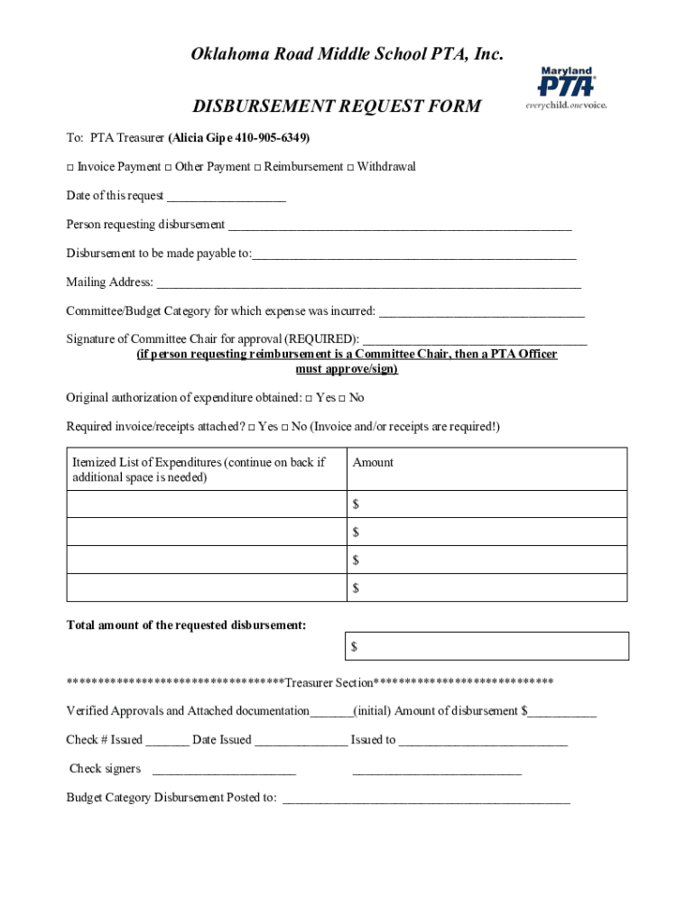 Fillable Online Oklahoma Road Middle School PTA, Inc Fax Email Print