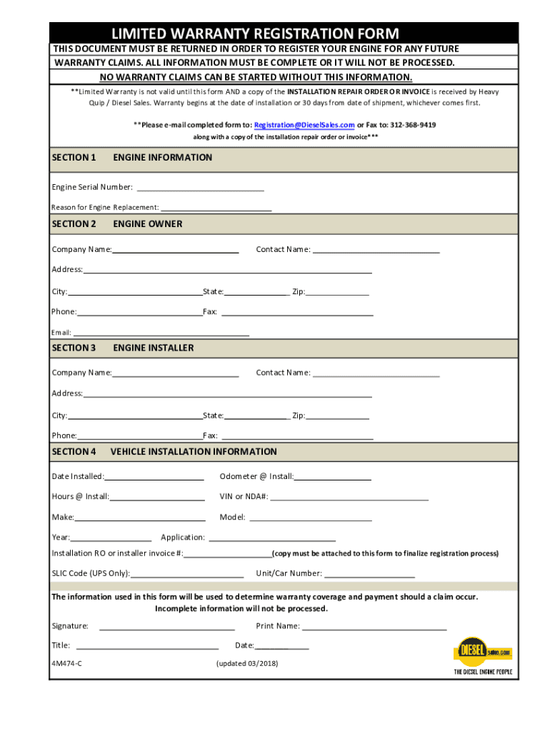 Fillable Online Warranty Registration Form.xls Fax Email Print pdfFiller