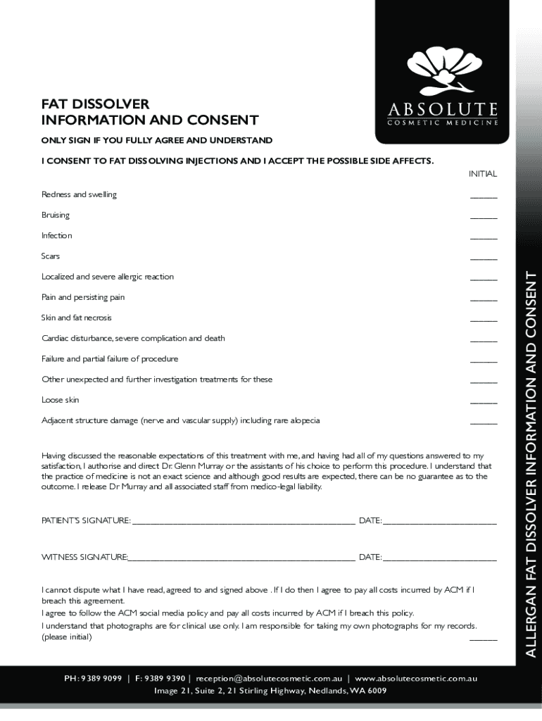 VASERSMOOTH PATIENT INFORMED CONSENT FORM Preview on Page 1