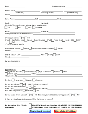 Date: Appointment Date: Patient Name: - Dr. Stanley Eng