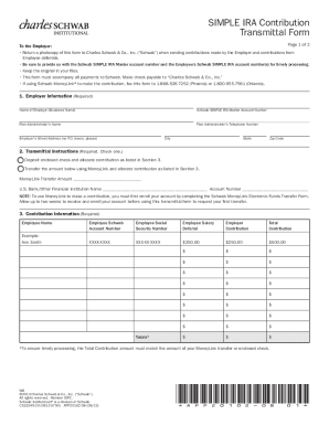 Fillable Online Contribution Transmittal Form - Charles Schwab Fax ...