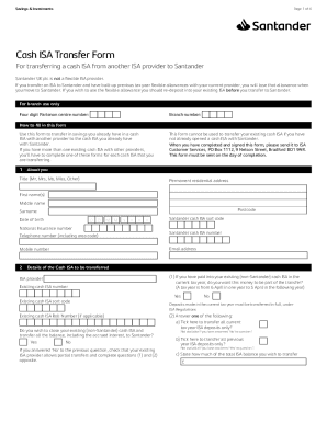 Cash ISA Transfer Form