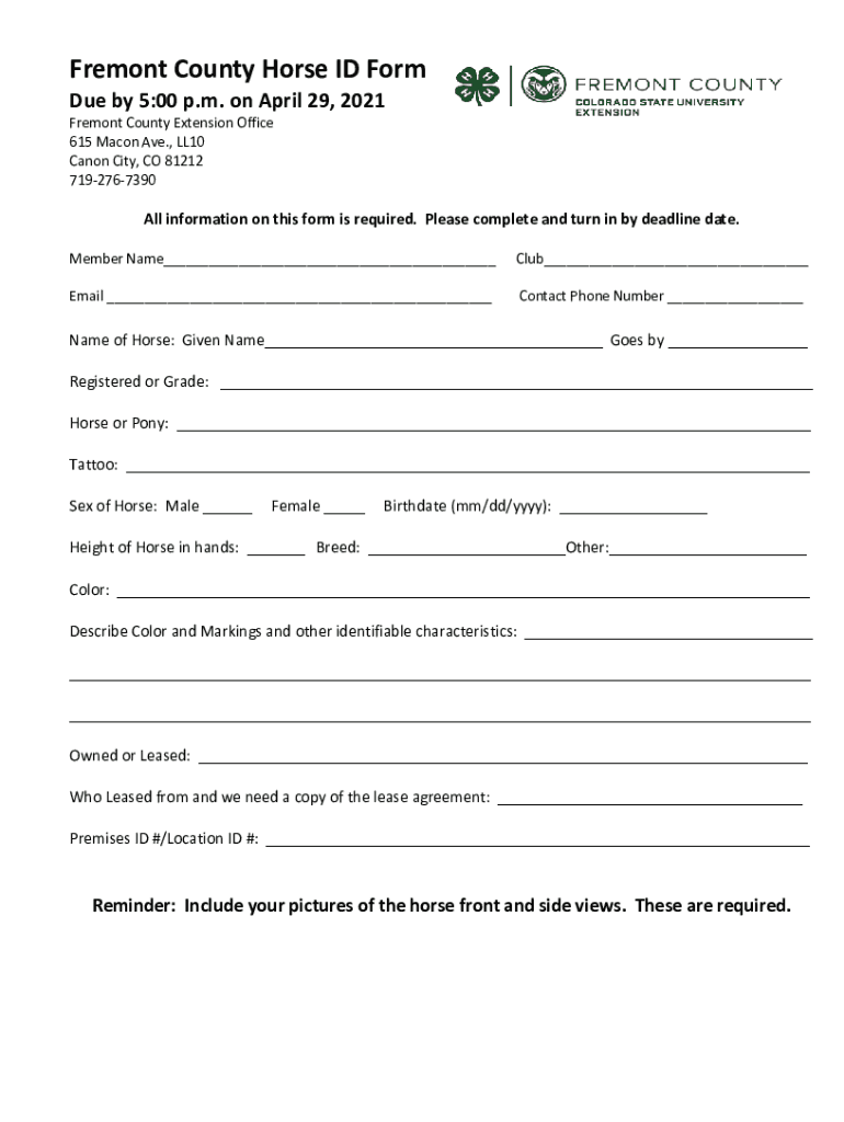 Fillable Online Fremont County 4H Horse Royalty Rules Fax Email Print
