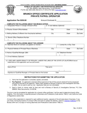 Fillable Online bsis ca CA Security Guard Registration Renewal ...