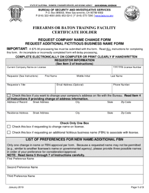 Fillable Online bsis ca FIREARMS OR BATON TRAINING FACILITY CERTIFICATE ...